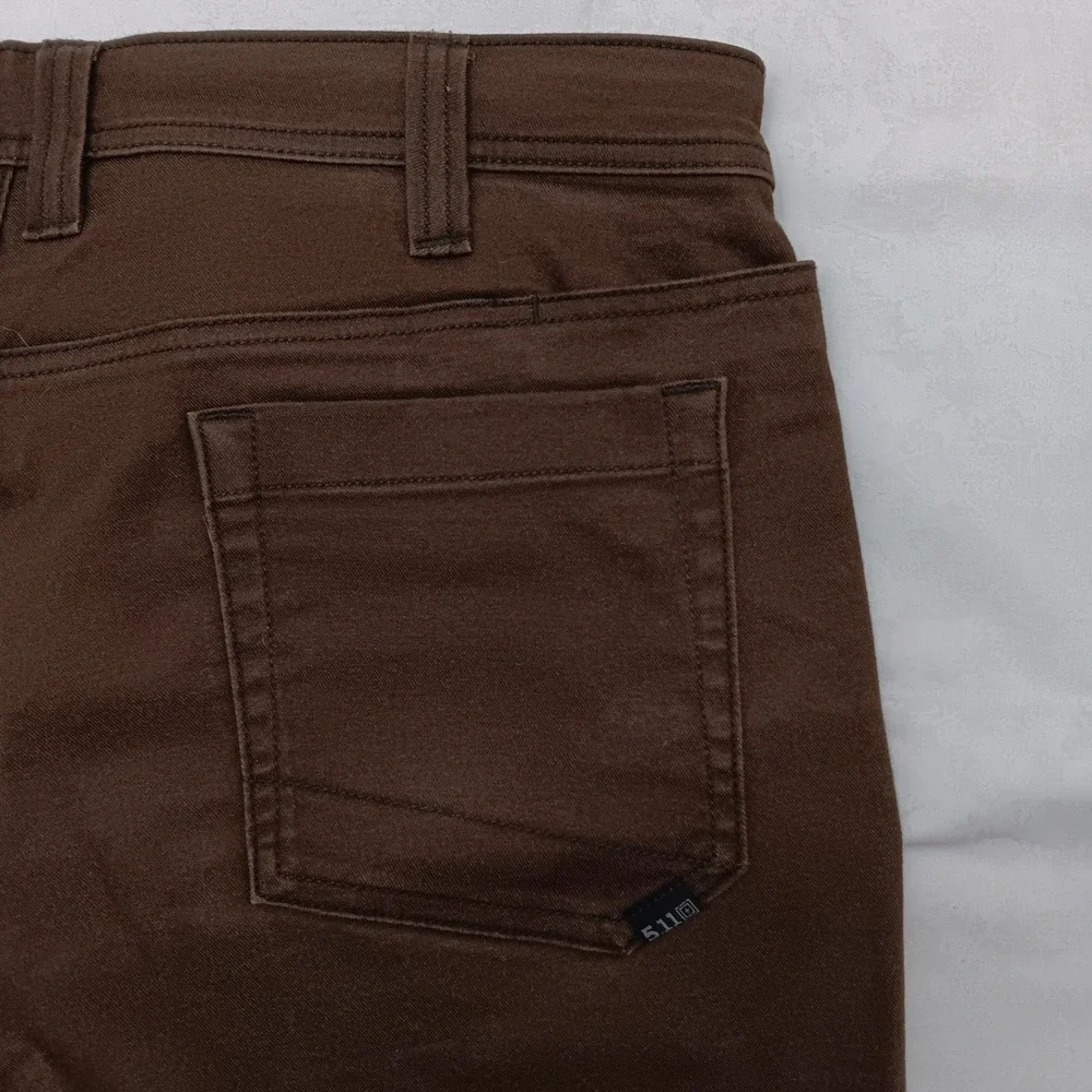 5.11 Tactical Defender-Flex Slim Pants 34x30 Brown Stretch (Measures 36x29.5)